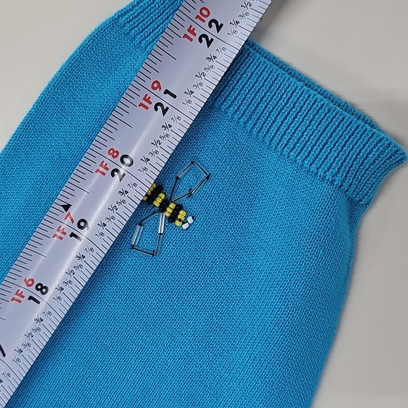 Late 90s Susan Bristol Cardigan, Malibu Blue w Beaded Bee Design, Sz L, NEW - Picture 11 of 13